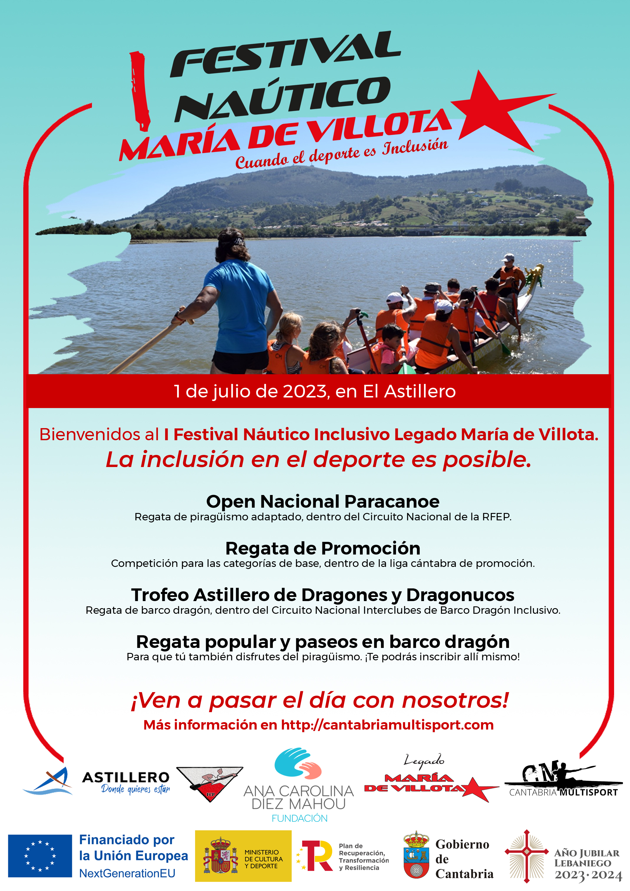 Cartel I Festival Náutico Inclusivo Legado María de Villota 1 JULIO 2023